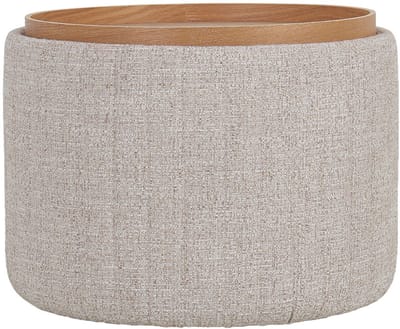 DÉJA Living Salontafel Angela Beige/Naturel – Rond – Met Opbergruimte – Essenfineer – 55x55x42 cm