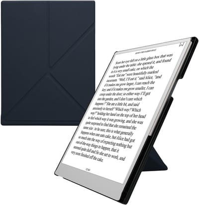 kwmobile e-reader hoesje geschikt voor Remarkable Paper Pro hoes - E reader case met standaard en penhouder - Kunstleren ereader cover in donkerblauw