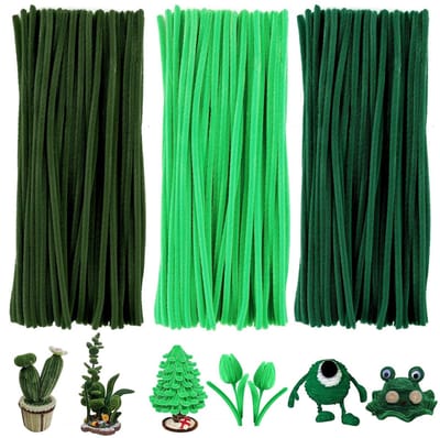 Set van 300 Fluffy Pijpenragers in Groen voor Creatieve DIY Projecten, Knutselen en Ambachten