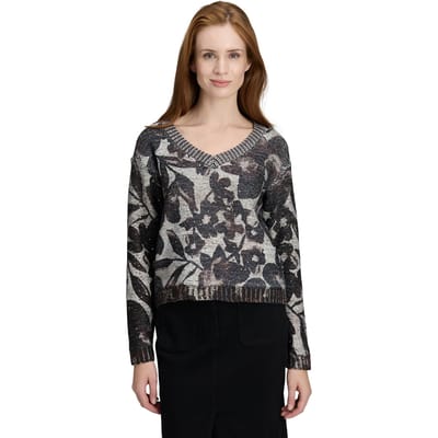 Tricot pullover met pailletten - beige / bruin - Gr. 38 van Goldner Fashion