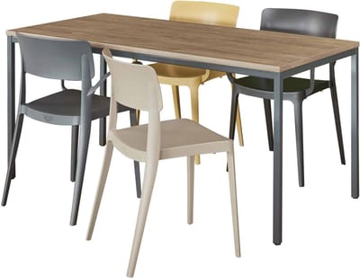 Bureautafel of kantinetafel breed 80CM diep 60CM bladkleur Logan eiken framekleur Aluminium (RAL9006)