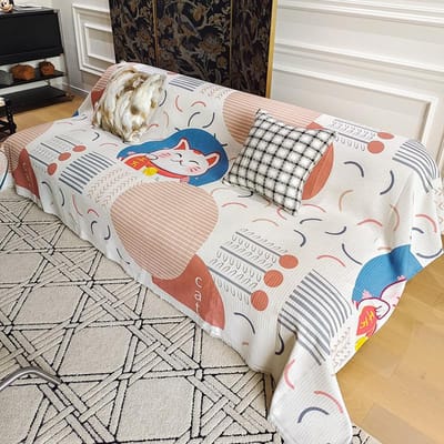 Sofaovertrek Handdoek in Scandinavische Stijl Eenvoudig Eendelig Sofakussen Volledig Omwikkelde Hoes Vier Seizoenen Universeel Anti-Kras Sofaovertrek Doek 90x180