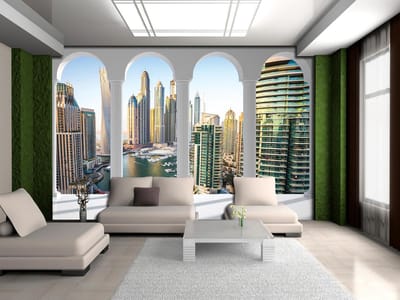 Dubai City Skyline Marina Arches Photo Wallcovering