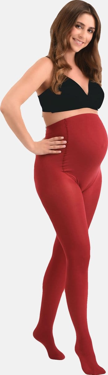 MAMSY Comfortabele Opaque Zwangerschapspanty 60den Rood XL