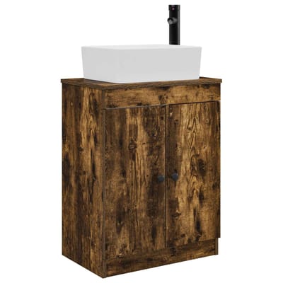 vidaXL - Badkamer - Vanity - met - Wastafel - Gerookt - eiken - 54 - x - 35 - x - 83 - cm