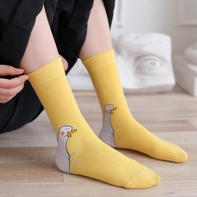 Grappige Sluwe Hip-Hop Eenden Sokken Gekke Gans Hoofd Sport Katoenen Sok Creatief Blij Dier Casual Sokken Vrouwen Mannen Universeel One Size white