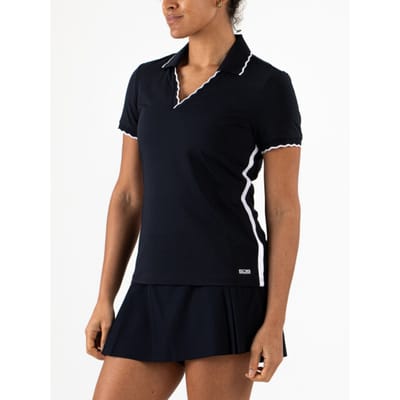 Sjeng Sports HADASSA - Maat: L Dark Blue - Tennis Polo's Vrouwen - Poloshirt - 87% polyester, 13% elastaan