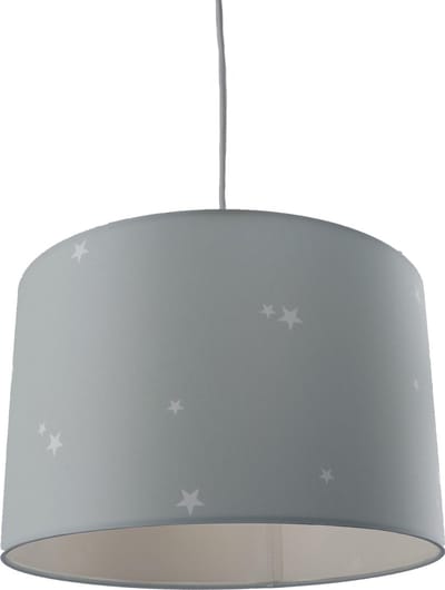 Olucia - STARS - Kinder Slaapkamer Hanglamp - Blauw / Wit - Geschikt voor Babykamer/Tienerkamer/Kinderkamer - Vorm: Cilinder