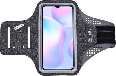 Hoesje Geschikt voor xiaomi Redmi 9A hardloop telefoonhouder – armband - sportband - van stof - Zwart