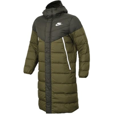Nike Logo Print Opstaande Kraag Lange Donsjas Heren Bovenkleding Groen AA8854-355 L black