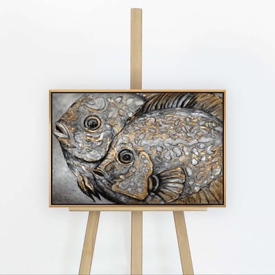 YS Schilderij - Handgeschilderd canvas schilderij - Wanddecoratie Maritiem - goud - Blauw - Muurdecoratie woonkamer - Slaapkamer decoratie - Kamer accessoires - schilderijen op canvas - schilderij canvas duinen Gold 60x40