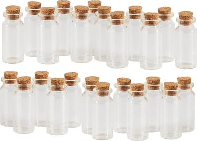 Glazen Flesjes met Kurk – 10ml – Set van 24 – Voor DIY, Kruiden, Decoratie – 3BMT®