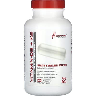 Metabolic Nutrition, Vitamine-D3 + K2, Formule met Maximale Potentie, 90 Capsules