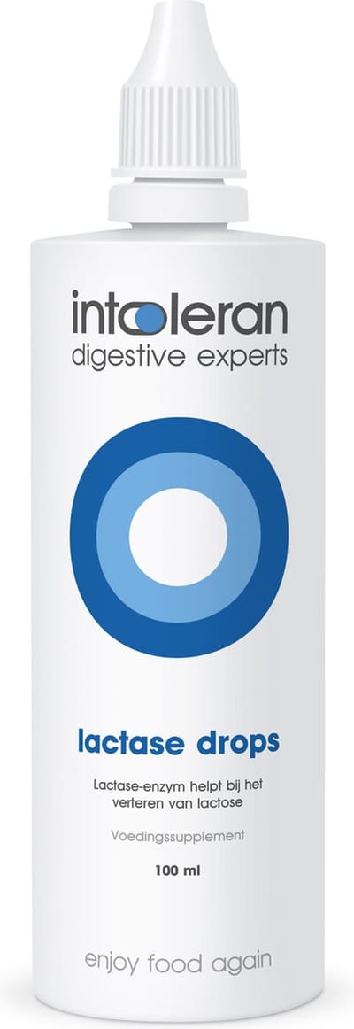 Intoleran Lactase Spijsverteringsenzymen Drops - 100ml Grootverpakking | Vloeibaar Lactase enzym voor afbreken Lactose bij een Lactose-Intolerantie | Zuivel Lactosevrij maken | Lactosevrij Koken & bakken | Vegan