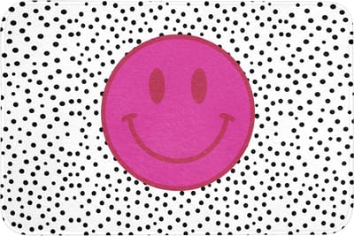 Badmat 90x60 cm - Antislip - Smiley - Roze - Stippen - Badmatten voor badkamer - Badkamermat - Douchemat - Badkamer mat