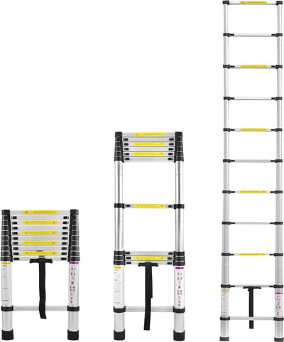 Telescoopladder 3,2 m - Multifunctionele Aluminium Ladder met Antislip en 150 kg Belastbaarheid