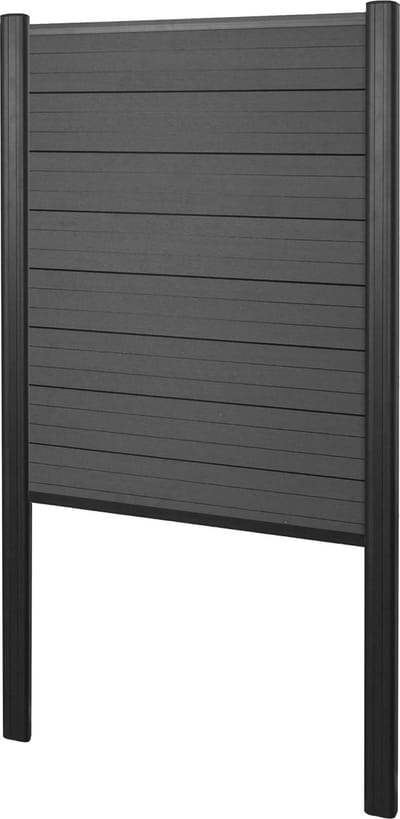 WPC privacyscherm Sarthe, schutting windscherm, aluminium paal voor plaatsing in beton ~ Basiselement smal, 100cm antraciet