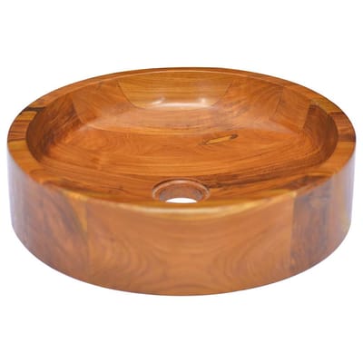 vidaXL - Wastafel - ø40x10 - cm - massief - teakhout