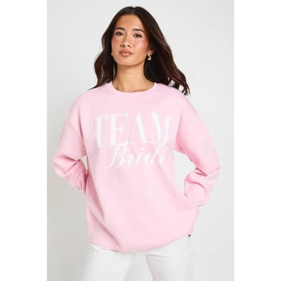 boohoo Dames Team Bride Bedrukte Oversized Sweatshirt | Light Pink | Maat: Large