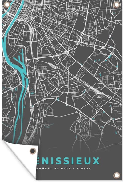 Muurdecoratie Vénissieux - Frankrijk - Kaart - Stadskaart - Plattegrond - 120x180 cm - Tuinposter - Tuindoek