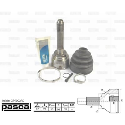 Homokineet reparatie set, aandrijfas PASCAL G19003PC