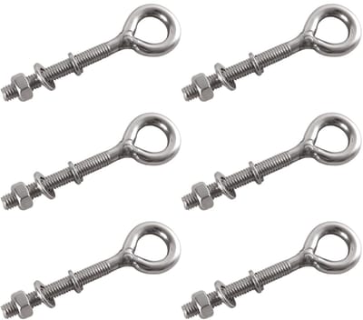 Oogbouten met lange handgrepen, oogboutset met moerwisser, 304 roestvrijstalen oogbouten met moer voor het ophangen of bevestigen van kabels, zilver