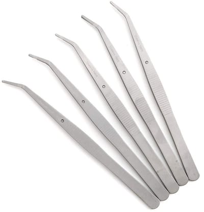Dailygoods - Overlocker Machine Tweezers - 5 Stuks RVS Gebogen Pincetten - Perfect voor Naaiaccessoires - Ideaal voor Precisiewerk - Geschikt voor Naa
