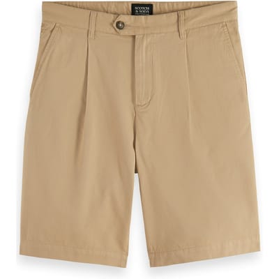 Scotch & Soda Pleated Wide Fit Cotton-twill Bermuda Short Soft Camel Taglia: W29 | Pantaloncini Outlet | Uomo | Marrone
