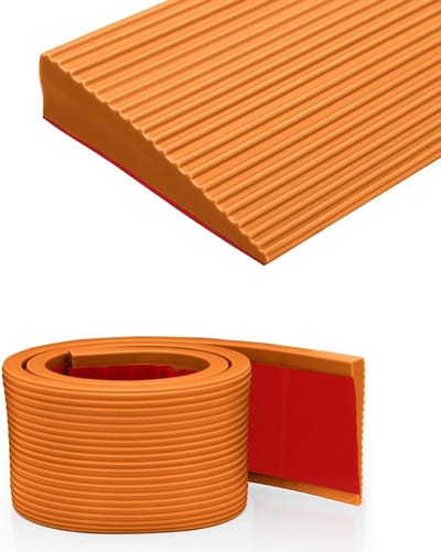 Drempelhulp voor Rolstoel en Looprek, Antislip PVC Ramp voor Stroller en E-Scooter (Lichtbruin, 150x8x1cm)