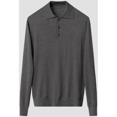 Eton Trui Polo Pullover Luxury Extrafine Merino Donker Grijs / male