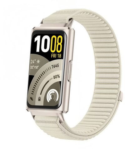 Strap-it Nylon 'Wave' bandje geschikt voor Huawei Band 11 / Huawei Band 11 Pro (Sterrenlicht)