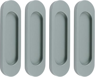 Zelfklevende ovale schuifdeur-handgrepen, 4 stuks aluminiumlegering trek-handgrepen voor schuifdeuren, zonder frezen, voor ramen of kastladen (mat-grijs, 100 mm)