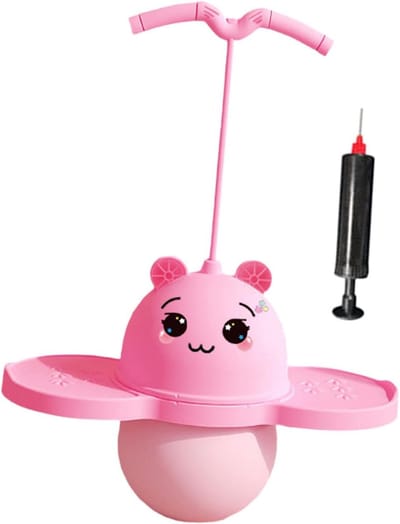 Pogo Bal - Springbal met handvat - Buiten spelen - Inclusief pomp - 42x80 cm - Roze