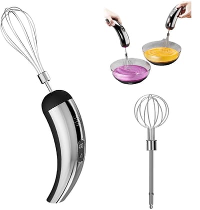 Draadloos oplaadbare handmixer, draagbare elektrische garde (met 5 snelheidsstanden), krachtige mixer Geschikt voor het bakken van taarten, crèmes en desserts; een keukenhulpmiddel Geschikt voor thuiskoken en doe-het-zelfprojecten (zilver en zwart).