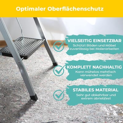 Contractor ProtectFloor Schildersvlies 50 m, Type 300, 260 g/m², absorberend vlies, beschermend vlies, antislip schildersvlies voor renovaties, verhuizingen en doe-het-zelfprojecten, katoenen vlies 1x50m rol