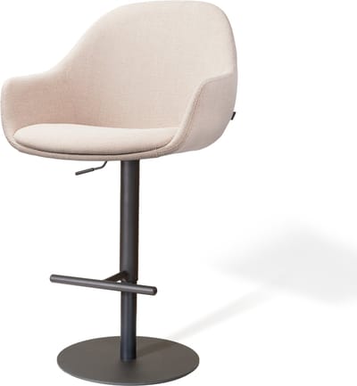 Nolon Niva-Mae Draaibare Tulp Barkruk Beige - Verstelbaar - Mat Zwart Onderstel - Modern - Barstoel