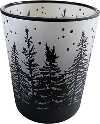 Diga Colmore - Waxinelichthouder Black Frosted Trees - Kerst/Winter - Zwart - 10x10x13