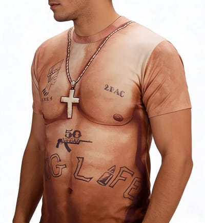 Thug Life Gangster Shirt - Blote Buik - Tattoo - T-shirt