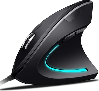 StayPowered USB-Muis - Ultiem Comfort en Polsklachtpreventie - Ergonomisch Verticaal Ontwerp - Verstelbare DPI - Hoogprecieze Lasersensor - 5 Knoppen - Plug-and-Play - Zwart - Levering Sneller dan Aangegeven!