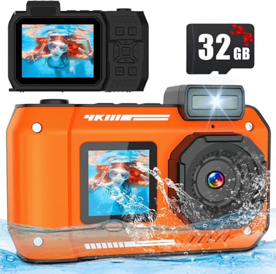 SnelShoppen - Waterproof Digitale Camera 10FT 1080P Full HD 28.8MP Onderwatercamera met 10x Digitale Zoom voor Snorkelen, Onderwater Selfies, Zwemmen,