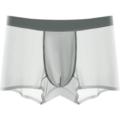 Heren Boxer Ondergoed Middelhoge Elastische Tailleband Korte Broek Slip Effen Kleur U-Convex IJszijde Naadloos Slipje Ademend Glad Sh L