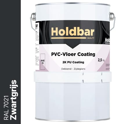 Holdbar PVC-Vloer Coating Zwartgrijs (RAL 7021) 2,5 Kg - Vloerverf - Alle kleuren - Hecht direct op PVC - Slijtvast - UV-bestendig - Gemakkelijk te reinigen - Beschermt PVC-Vloer - 2 Componenten Verf