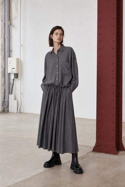 Rapanui light flannel long skirt | Dark Grey - Dark Grey / S