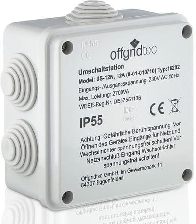 Omschakelstation voor Netprioriteitsschakeling 12A 2700W 230VAC
