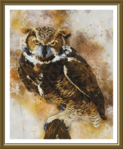 Borduurpakket Nova Sloboda - Owl - Uil - (bedrukte achtergrond)