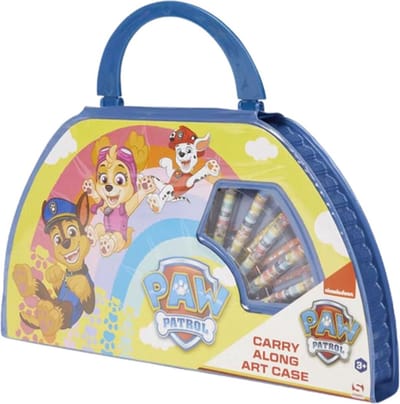 PAW Patrol draagbare tekenkoffer - Multicolor - Vanaf 3 jaar - 8 Viltstiften - 8 Krijtjes - 8 Verfkwasten - 6 kleurpotloden - Puntenslijper - 2 Stickervellen