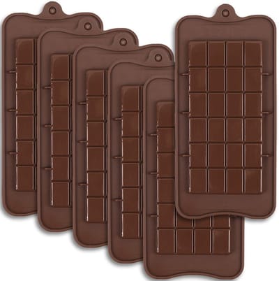 Dailygoods- Siliconen Mallen - 6 Stuks - Chocolade/Snoep - Voedingskwaliteit - Hittebestendig - Flexibel - Antiaanbak. - Bakvorm