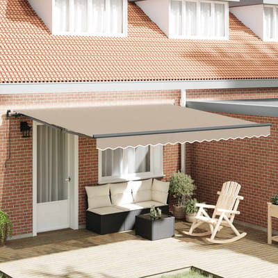 vidaXL - Uitschuifbare - luifel - Beige - 400 - × - 300 - cm - Polyester - en - Aluminium