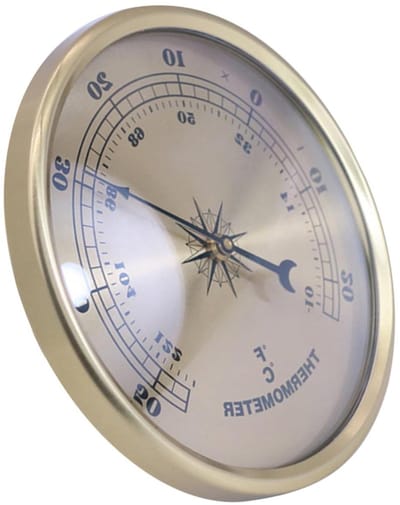 Metalen Temperatuurmeter - Ronde Thermometer - Binnen en Buiten - Digitaal Display - 9 x 9 x 35 cm - Metaal