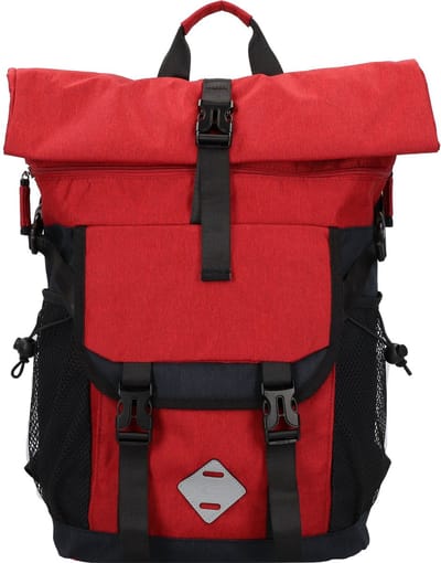 camel active Daypack Rugzak met laptopvak Satipo Flap Backpack Red Rood Grijs